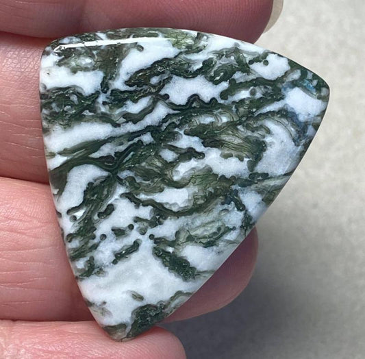 Freeform 40x33mm Green Moss Agate Cabochon 17