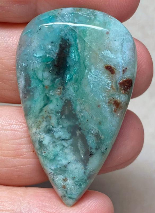 Teardrop 46x28mm Blue Green Chalcedony Cabochon 07