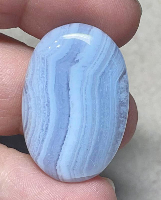 Oval 32x21mm Blue Lace Agate Cabochon 02