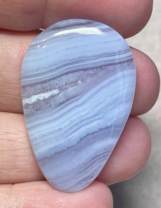 Teardrop 37x25mm Blue Lace Agate Cabochon 06