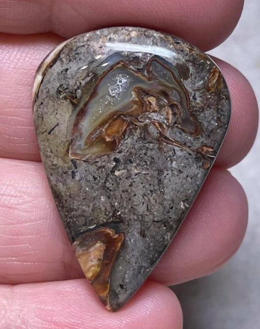 Teardrop 36x25mm Rock Chalcedony Cabochon 17