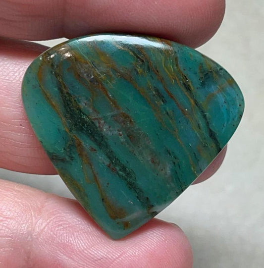 Teardrop 31x34mm Gary Green Jasper Cabochon 03