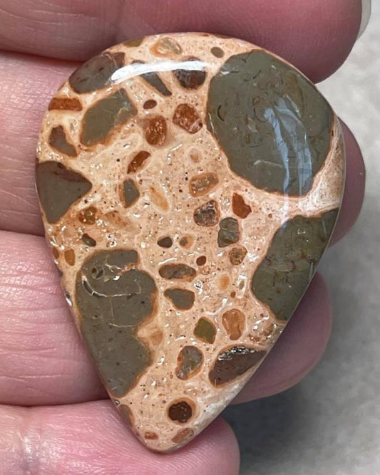 Teardop 42x30mm Leopardite Jasper Cabochon 02