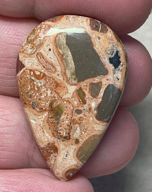 Teardop 35x23mm Leopardite Jasper Cabochon 10