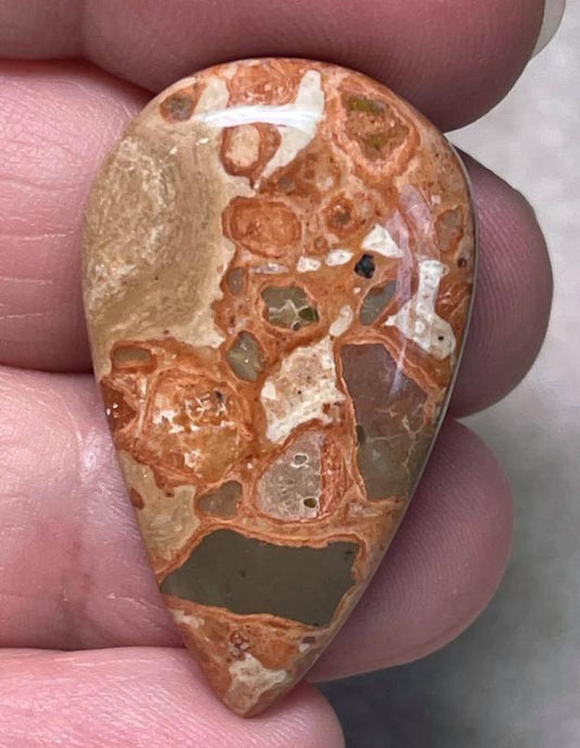 Teardop 35x21mm Leopardite Jasper Cabochon 14