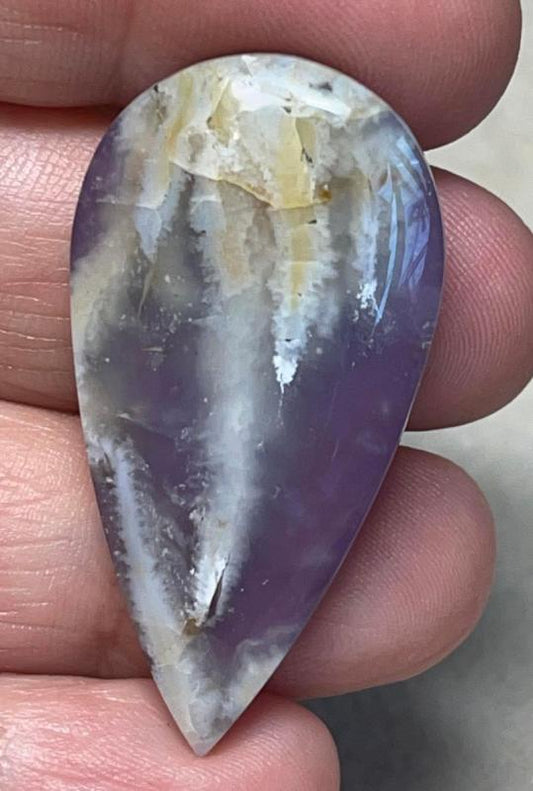Teardrop 42x22mm Indonesian Plume Agate Doublet Cabochon 20