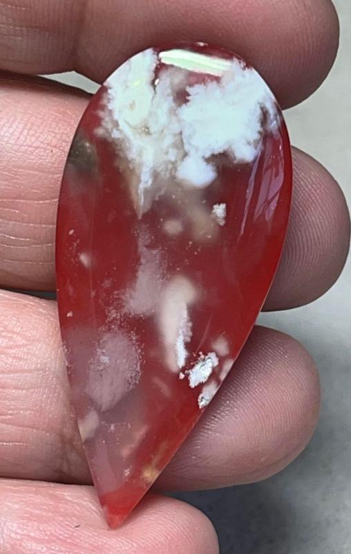 Teardrop 45x21mm Indonesian Plume Agate Doublet Cabochon 26