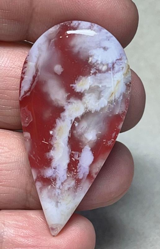 Teardrop 46x23mm Indonesian Plume Agate Doublet Cabochon 29