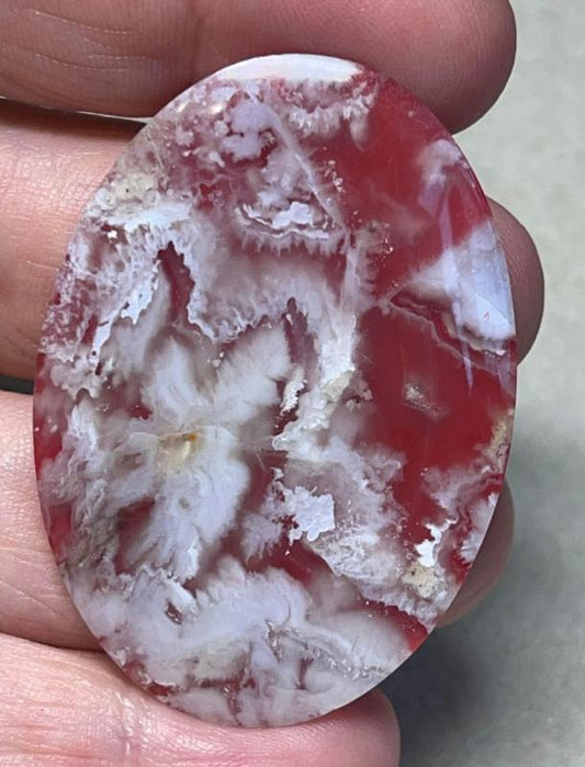 Oval 50x35mm Indonesian Plume Agate Doublet Cabochon 35
