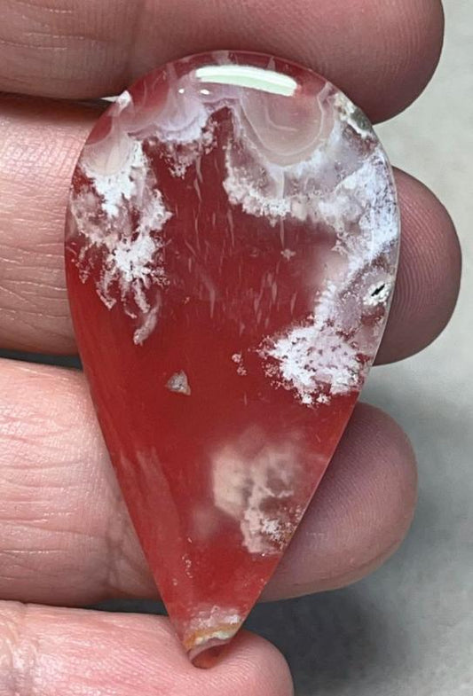 Teardrop 47x25mm Indonesian Plume Agate Doublet Cabochon 42