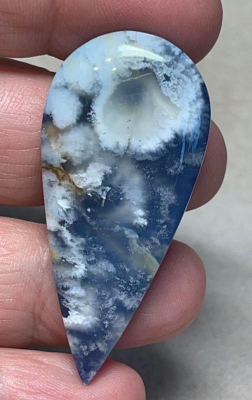 Teardrop 49x22mm Indonesian Plume Agate Doublet Cabochon 43