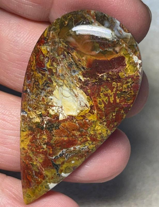 Teardrop 51x27mm Indonesian Plume Agate Cabochon 04