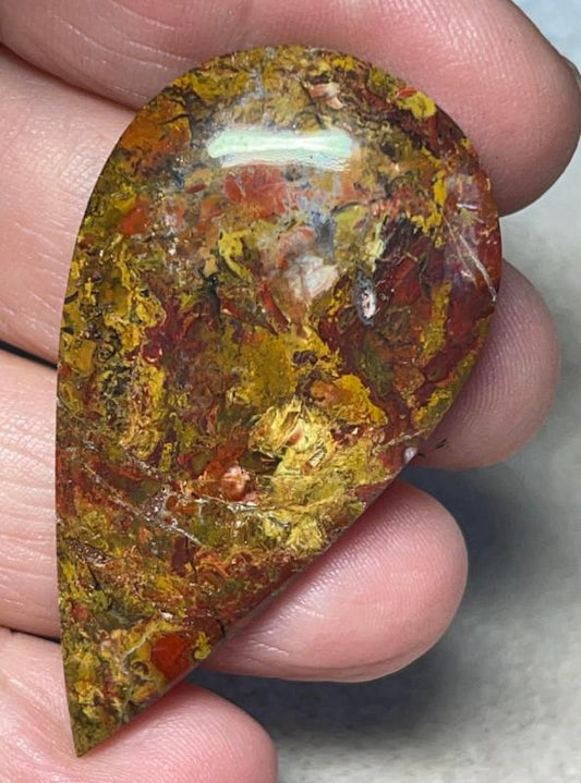 Teardrop 52x28mm Indonesian Plume Agate Cabochon 06