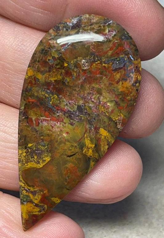 Teardrop 51x25mm Indonesian Plume Agate Cabochon 12