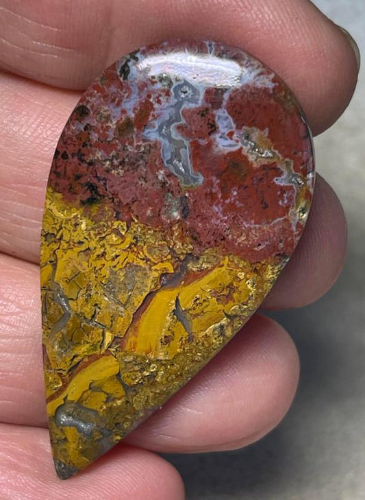 Teardrop 46x25mm Indonesian Plume Agate Cabochon 13