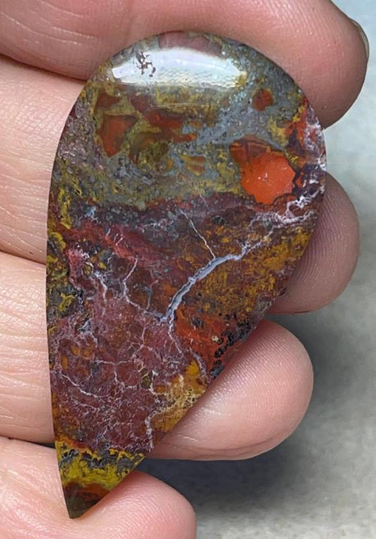 Teardrop 51x26mm Indonesian Plume Agate Cabochon 19