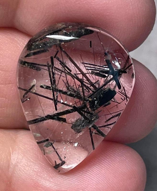 Teardrop 26x20mm Tourmalated Quartz Cabochon 18