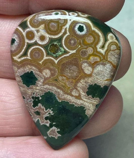 Teardrop 36x28mm Ocean Jasper Cabochon 08