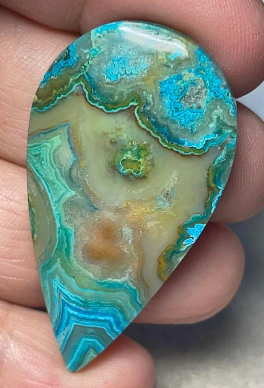 Teardrop 47x25mm Indonesian Crazy Lace Jasper Cabochon 62