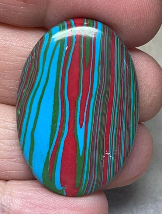 Oval 36x21mm Rainbow Calsilica Cabochon 01