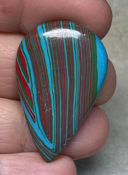 Teardrop 38x24mm Rainbow Calsilica Cabochon 05