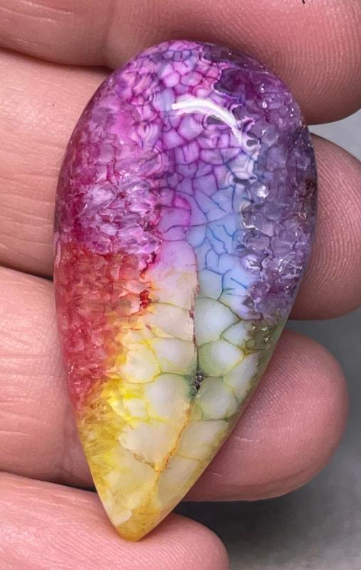 Teardrop 43x22mm Rainbow Solar Quartz Cabochon 83