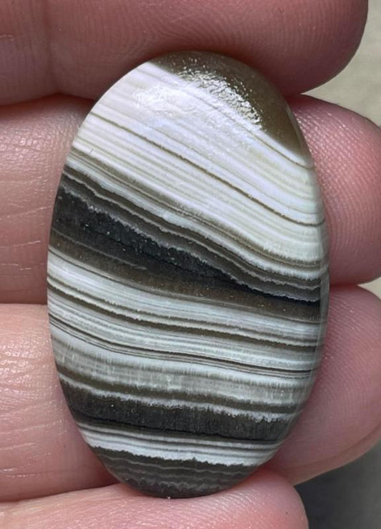 Oval 33x21mm Zebra Calcite Cabochon 03