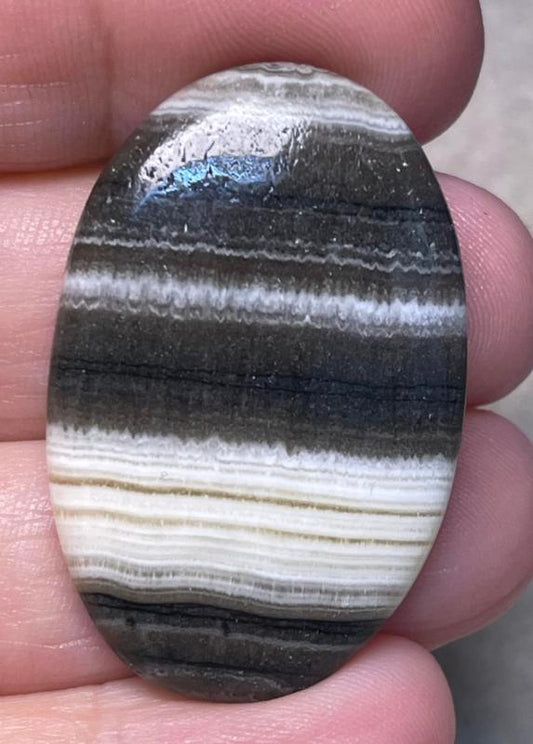 Oval 39x25mm Zebra Calcite Cabochon 04