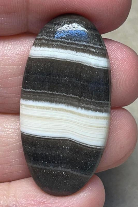 Oval 41x20mm Zebra Calcite Cabochon 05