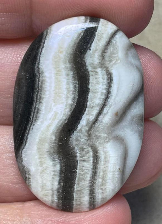 Oval 39x26mm Zebra Calcite Cabochon 11