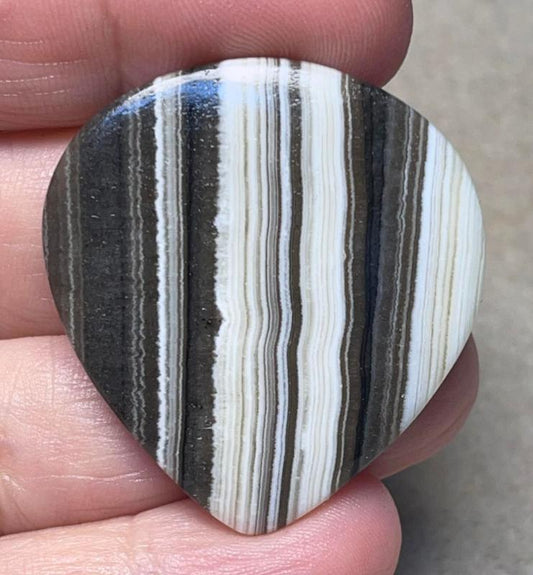 Teardrop 39x36mm Zebra Calcite Cabochon 13