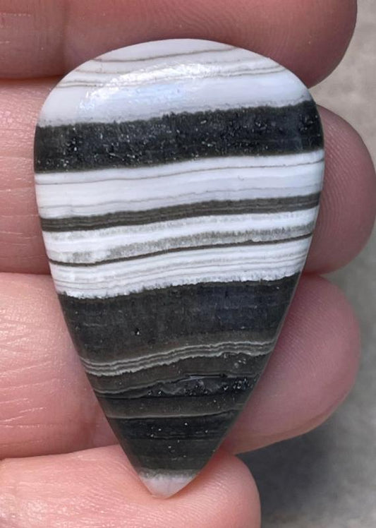 Teardrop 38x23mm Zebra Calcite Cabochon 22