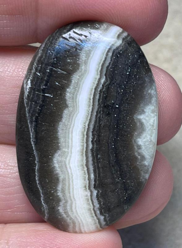Oval 39x26mm Zebra Calcite Cabochon 28
