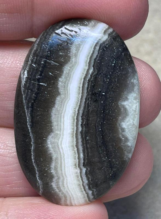 Oval 39x26mm Zebra Calcite Cabochon 28