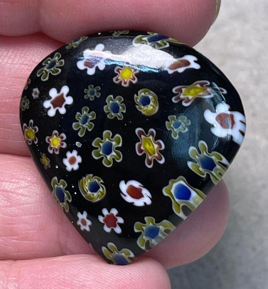 Teardrop 33x31mm Millefiori Glass Cabochon 02
