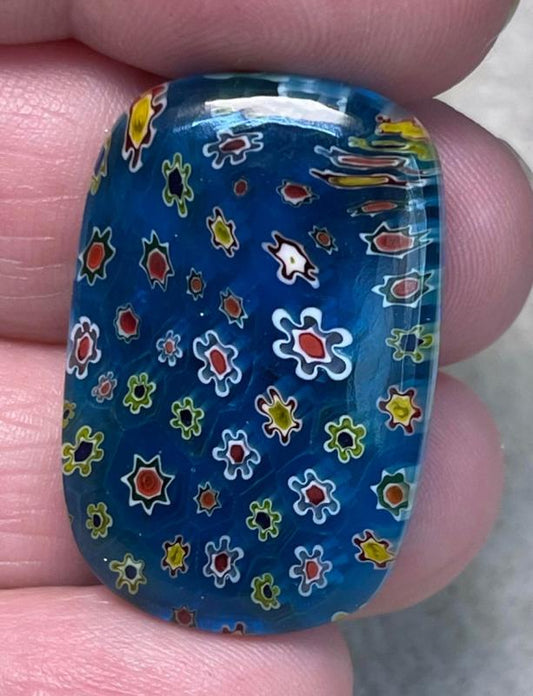 Rectangle 32x21mm Millefiori Glass Cabochon 04