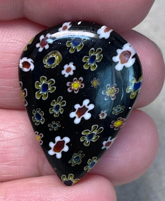Teardrop 31x23mm Millefiori Glass Cabochon 05