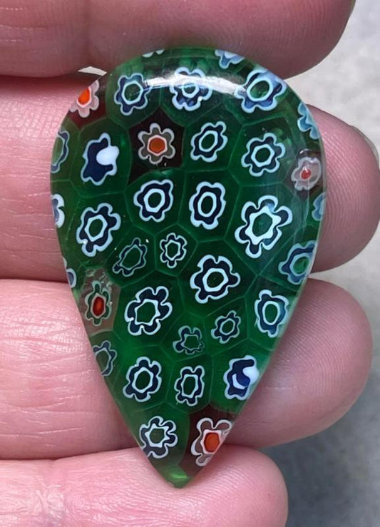 Teardrop 40x25mm Millefiori Glass Cabochon 08
