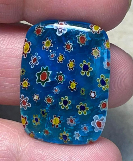 Rectangle 29x21mm Millefiori Glass Cabochon 09