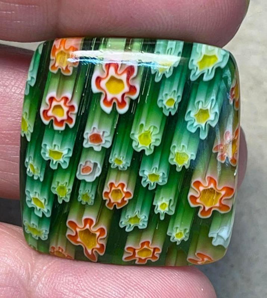 Rectangle 29x28mm Millefiori Glass Cabochon 11