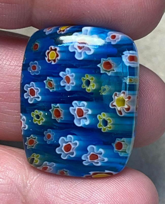 Rectangle 27x21mm Millefiori Glass Cabochon 14