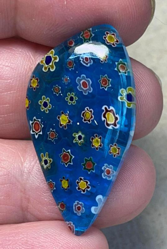 Freeform 38x20mm Millefiori Glass Cabochon 16