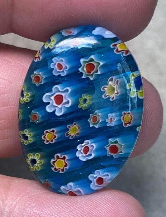 Oval 29x21mm Millefiori Glass Cabochon 18