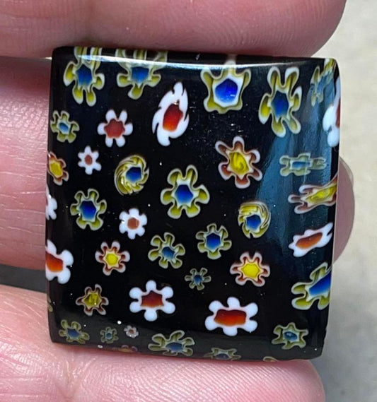 Rectangle 29x27mm Millefiori Glass Cabochon 21