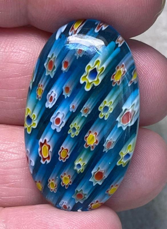 Oval 35x21mm Millefiori Glass Cabochon 22
