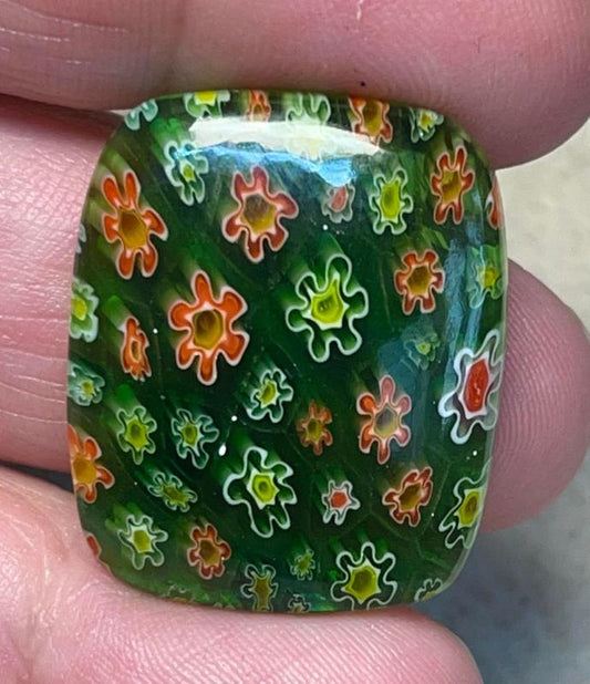 Rectangle 28x23mm Millefiori Glass Cabochon 23