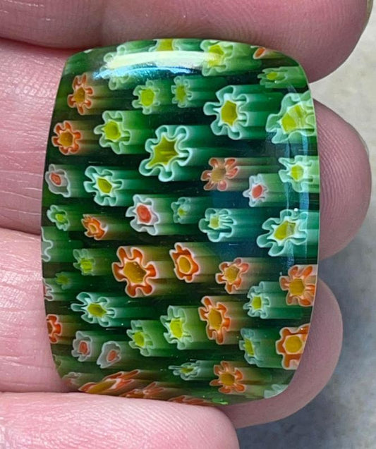 Rectangle 33x25mm Millefiori Glass Cabochon 25
