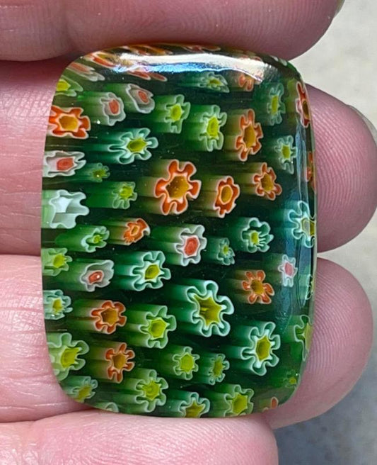 Rectangle 34x25mm Millefiori Glass Cabochon 26