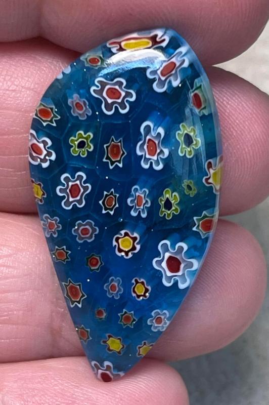 Freeform 38x20mm Millefiori Glass Cabochon 27