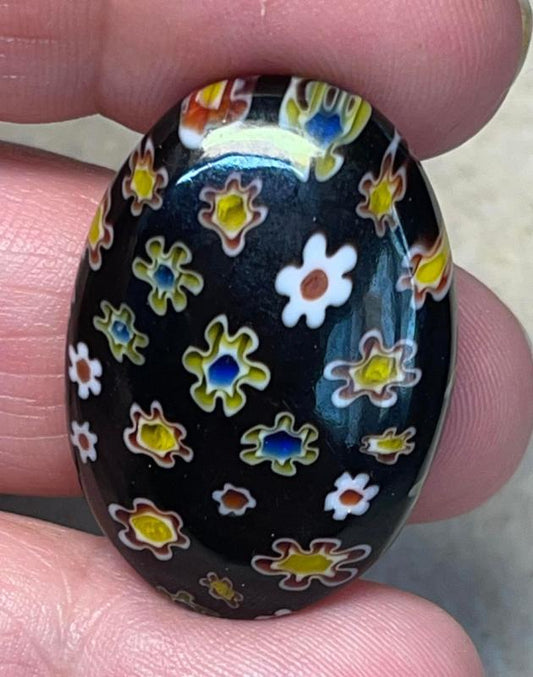 Oval 31x22mm Millefiori Glass Cabochon 28